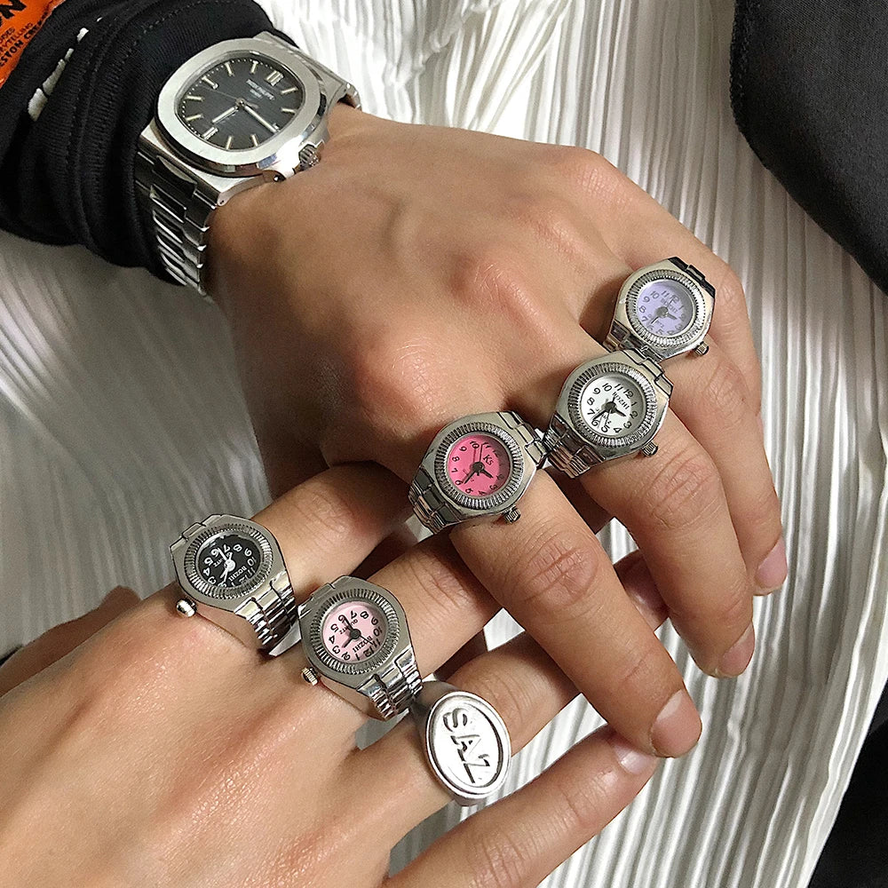 Minimalist Fashion Punk Watch Rings Versatile Small.