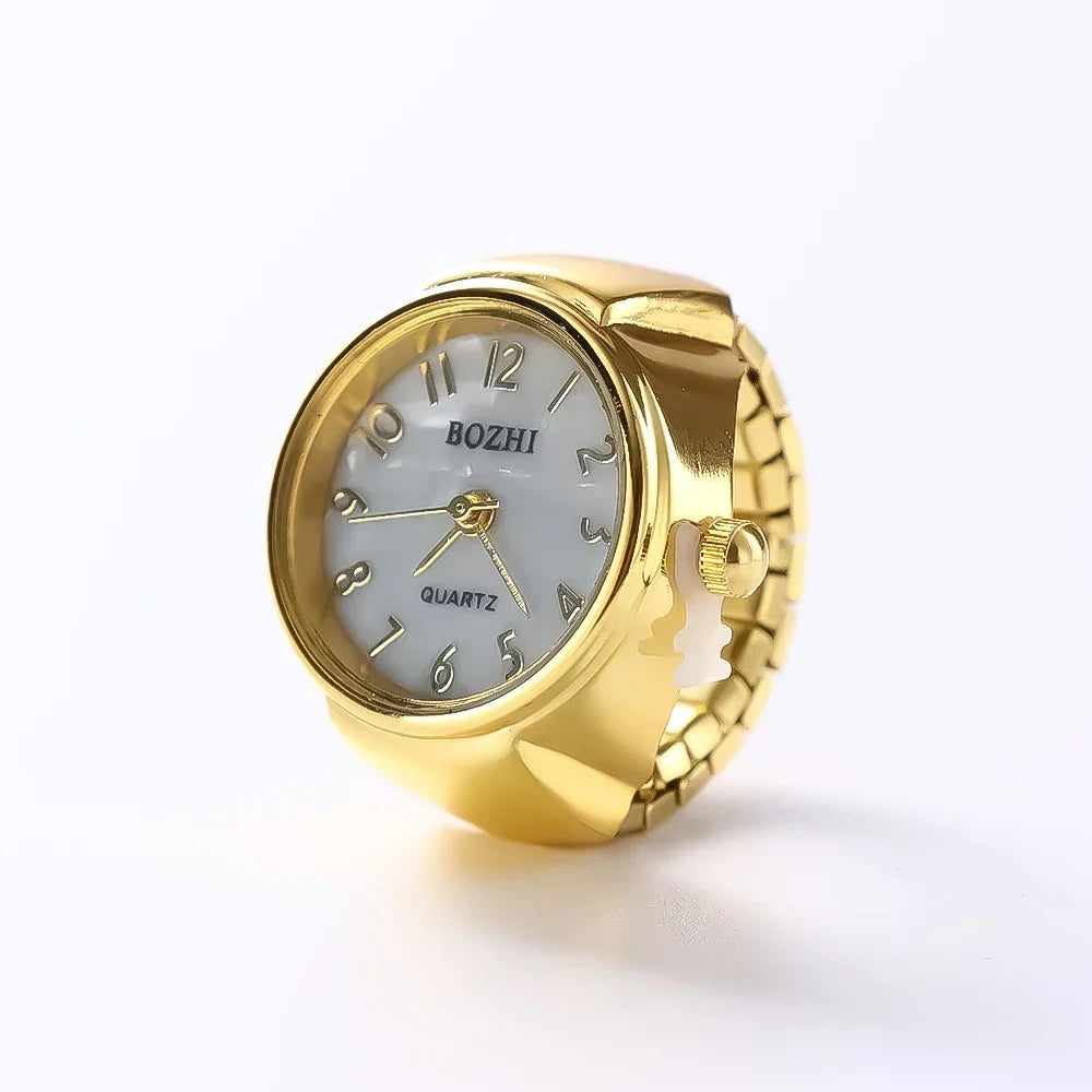 Colorful Watch Ring Men Retro Sliver Pointer Quartz Clock.