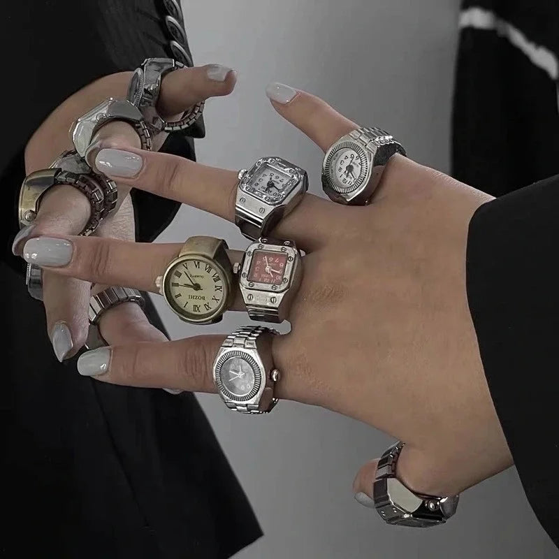 Minimalist Fashion Punk Watch Rings Versatile Small.