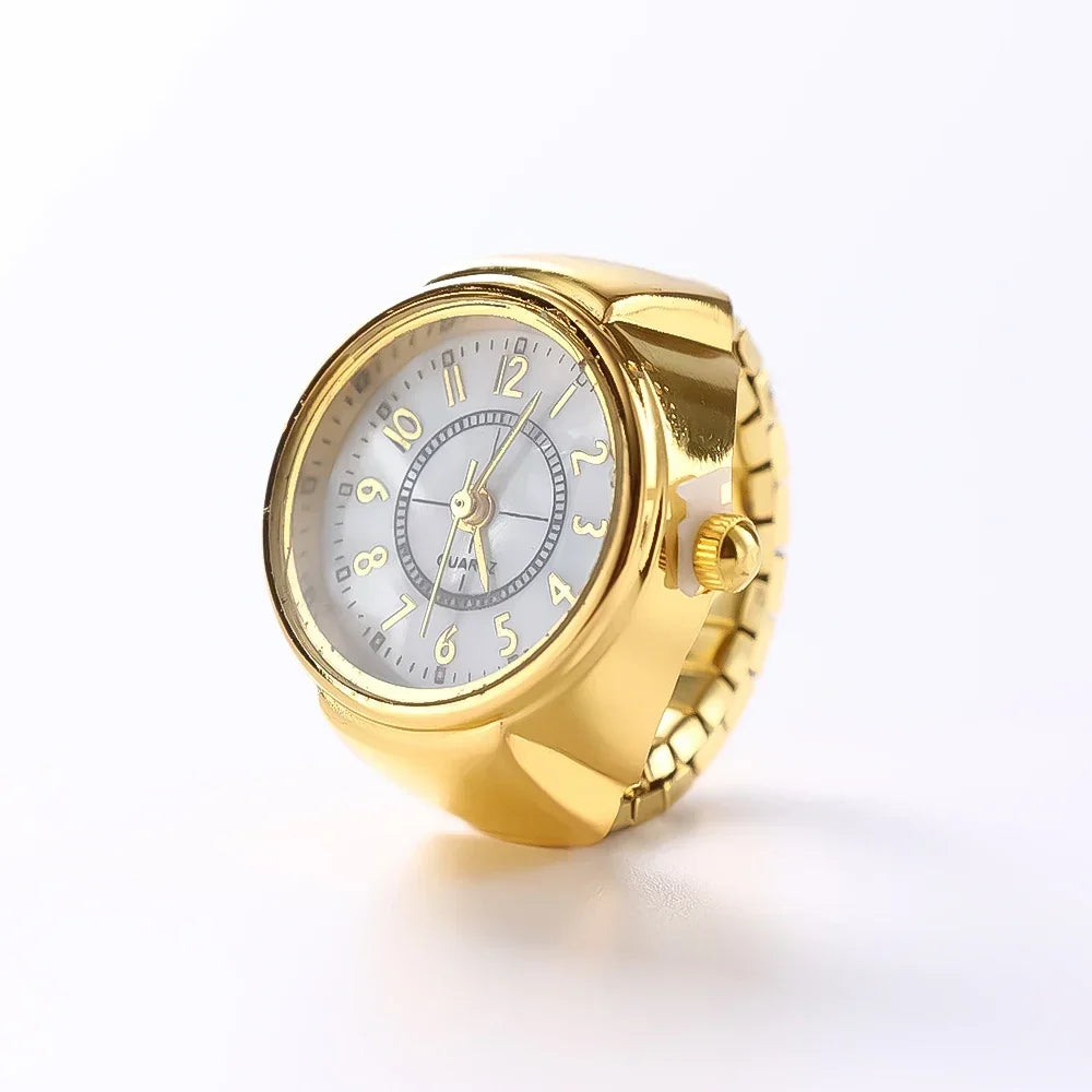Colorful Watch Ring Men Retro Sliver Pointer Quartz Clock.