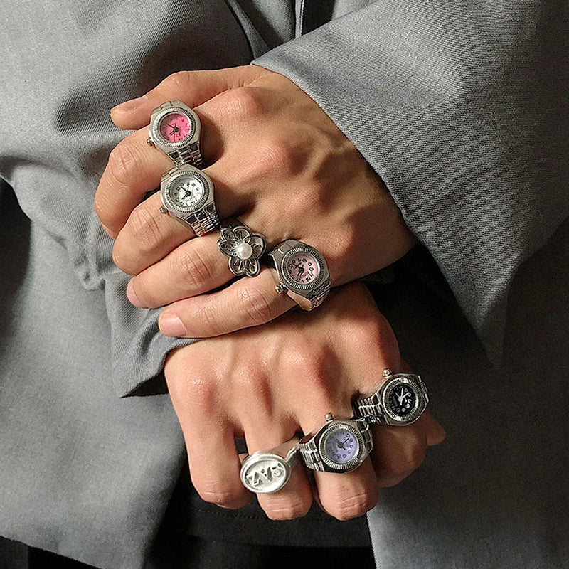 Minimalist Fashion Punk Watch Rings Versatile Small.