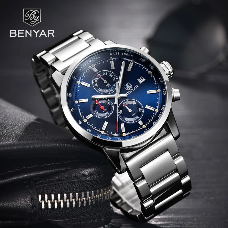 BENYAR BY-5102M Blue Chronograph Stainless Steel