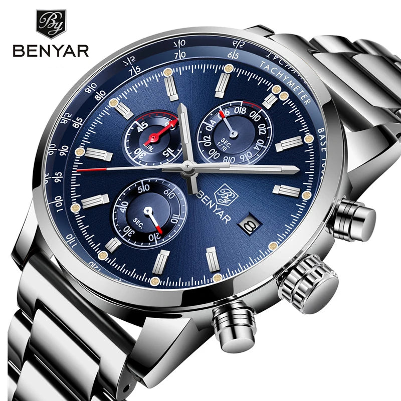 BENYAR BY-5102M Blue Chronograph Stainless Steel