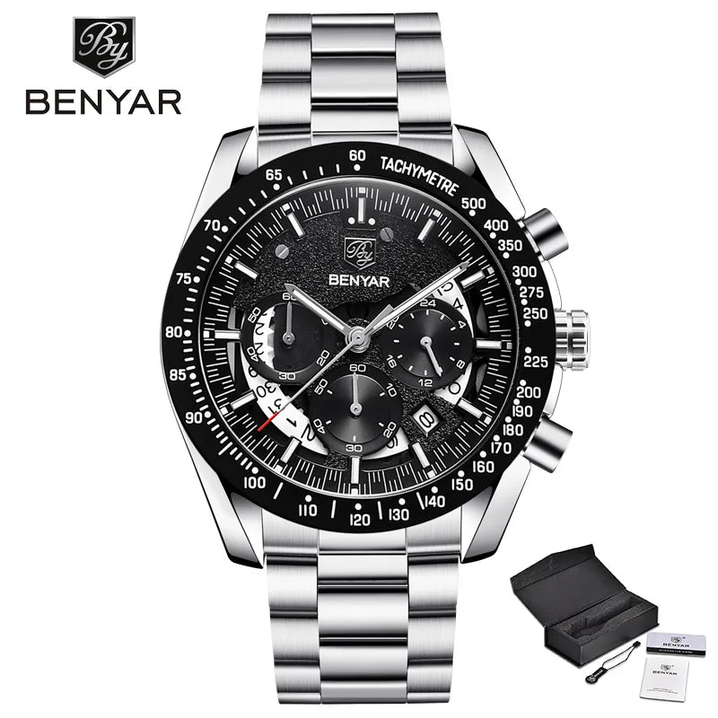 BENYAR Men's Watches Quartz Wristwatch Mens Watches Top Brand Luxury Watch Men Sport Military Watch Men Chronograph Reloj Hombre