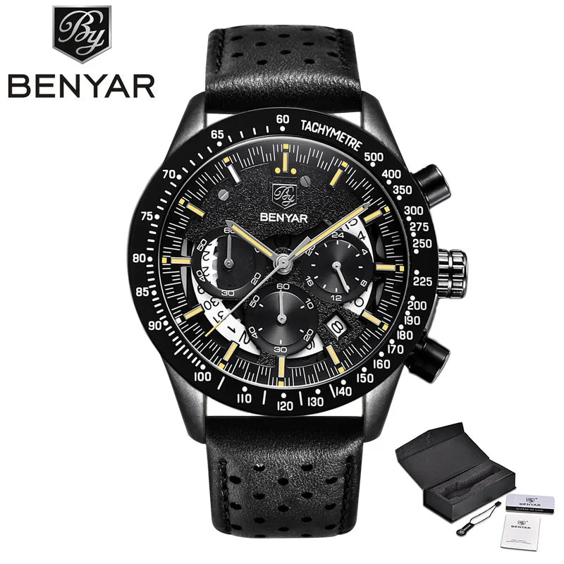 BENYAR Men's Watches Quartz Wristwatch Mens Watches Top Brand Luxury Watch Men Sport Military Watch Men Chronograph Reloj Hombre