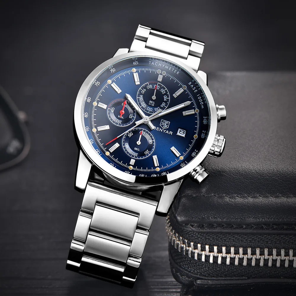 BENYAR BY-5102M Blue Chronograph Stainless Steel