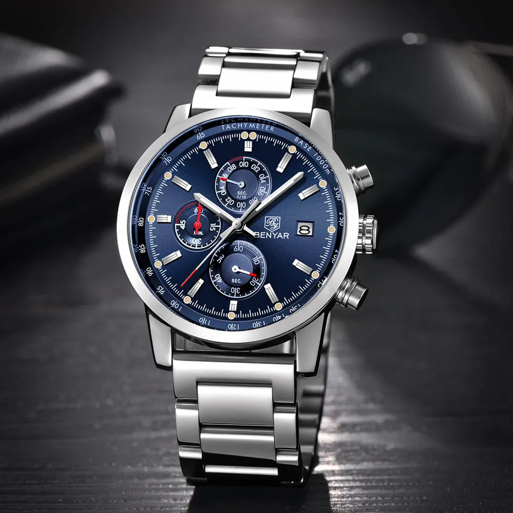 BENYAR BY-5102M Blue Chronograph Stainless Steel