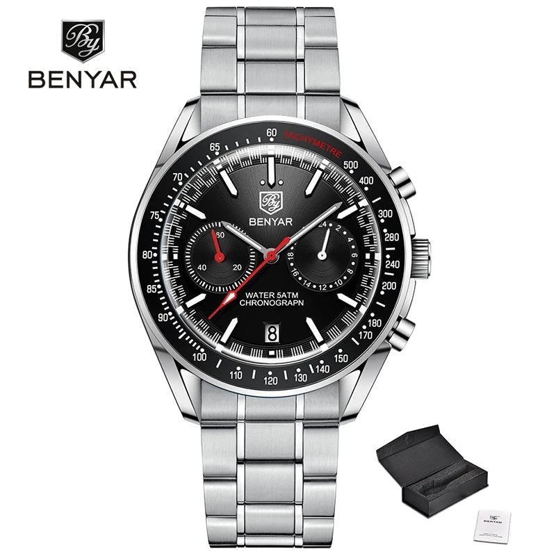 BENYAR Mens Watches Top Brand Luxury Quartz Watch For Men Chronograph Automatic Sports Waterproof Military Luminous Clock 2023