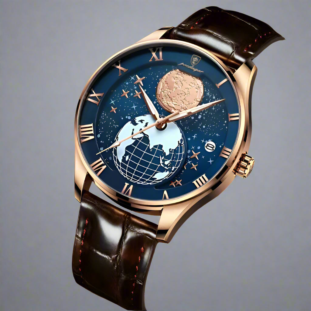 POEDAGAR PO-803 Men's Starry Sky Luxury Leather Watch.