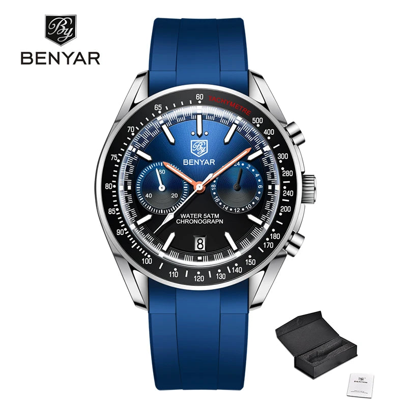 BENYAR Mens Watches Top Brand Luxury Quartz Watch For Men Chronograph Automatic Sports Waterproof Military Luminous Clock 2023