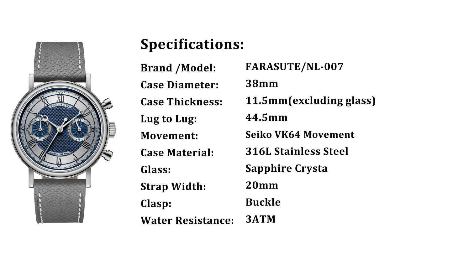 Farasute NL-007C – Luxury Quartz Chronograph Wristwatch