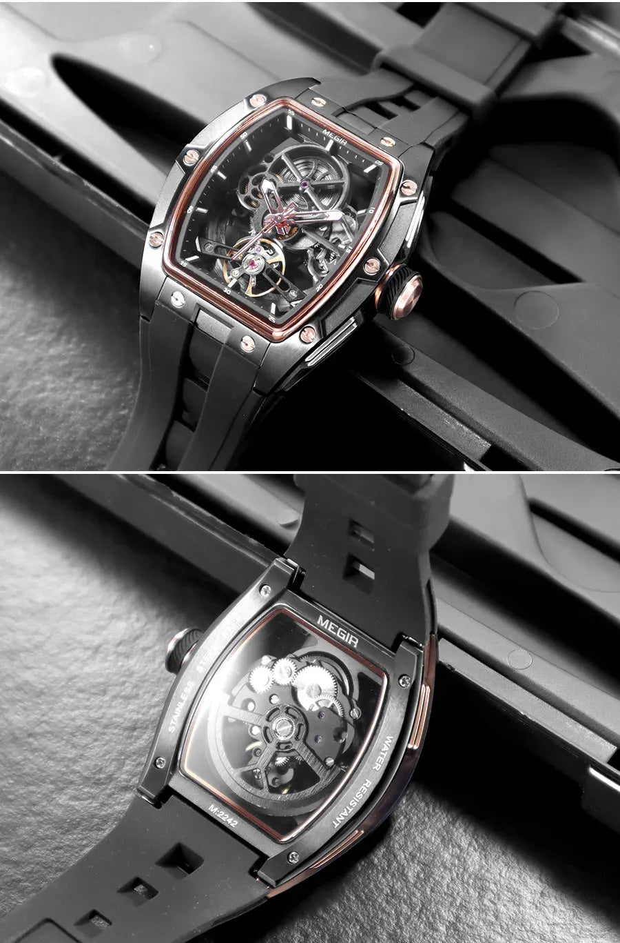 MEGIR MN2242GBK-1 – Skeleton Automatic Mechanical Wristwatch