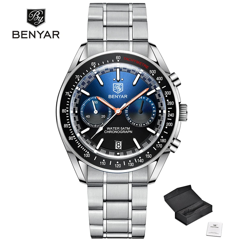 BENYAR Mens Watches Top Brand Luxury Quartz Watch For Men Chronograph Automatic Sports Waterproof Military Luminous Clock 2023