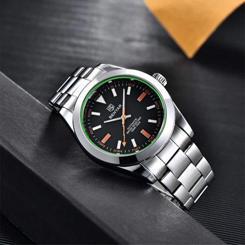 BENYAR Mens Watches Automatic Mechanical Watch For Men Calendar Waterproof Watch Fashion Design Luxury Brand Sports Accessories