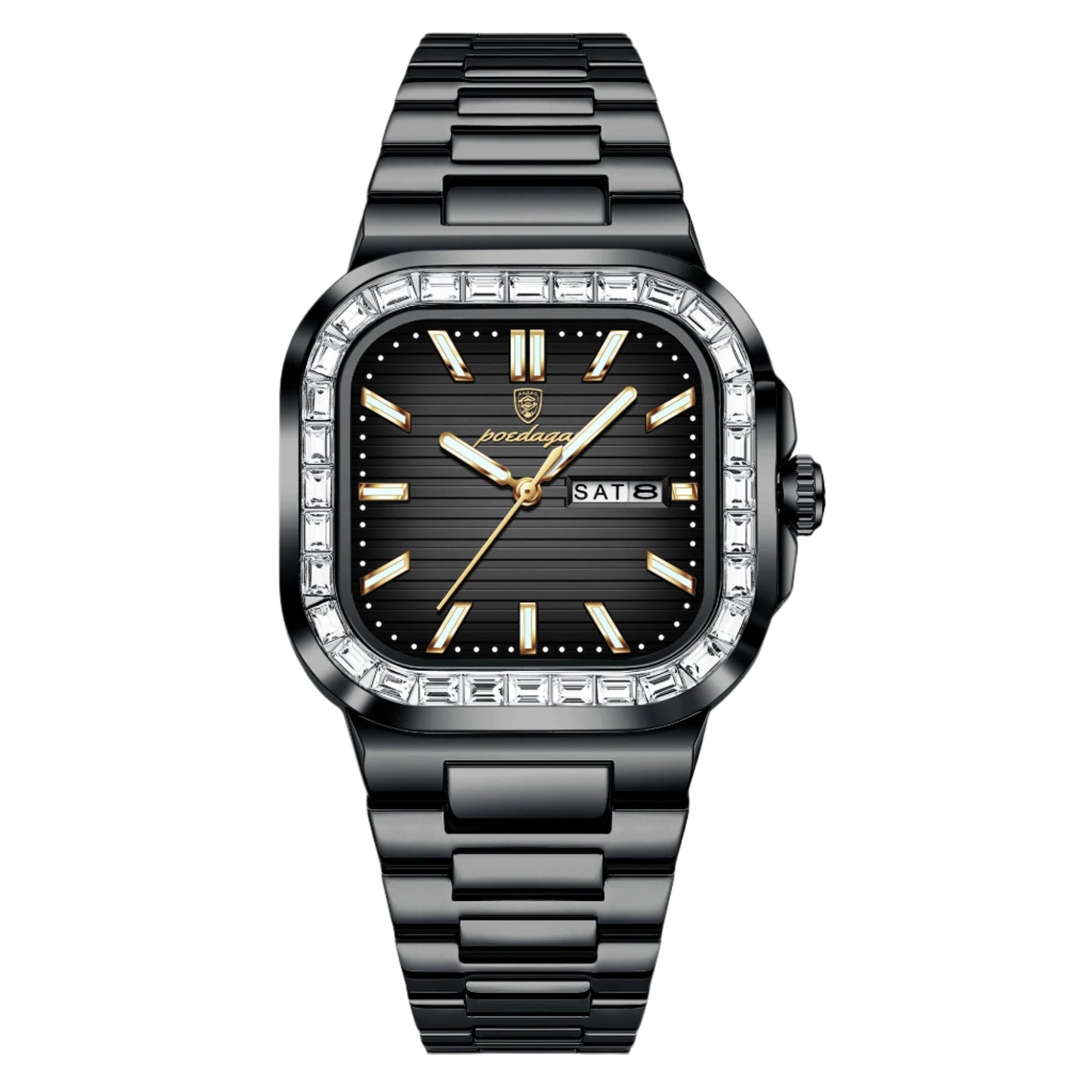 POEDAGAR PO-975 Men's Luxury Waterproof Stainless Steel Square Watch.