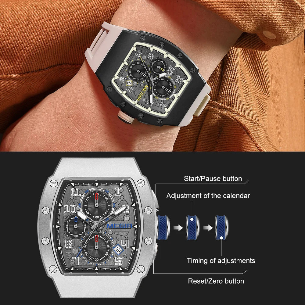 MEGIR-8411Chronograph Quartz Watch for Men.