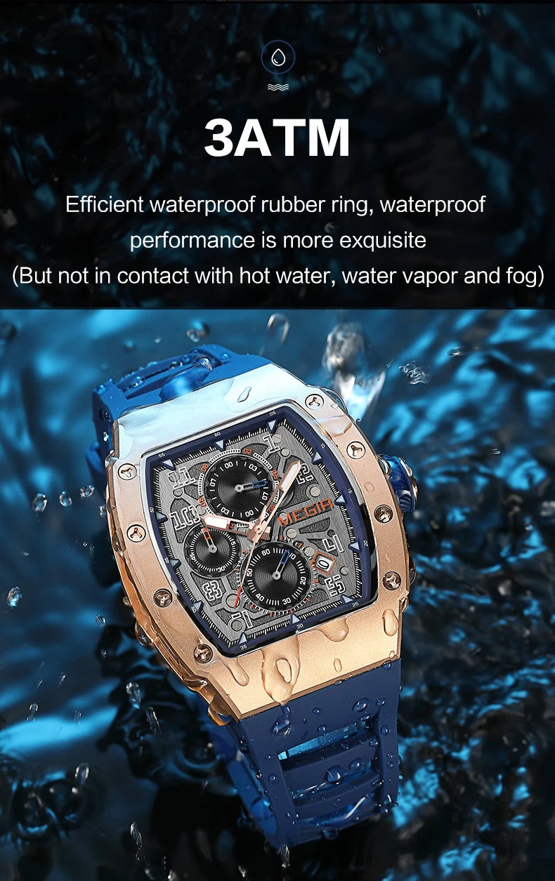 MEGIR New Fashion Quartz Watch Men Luxury Silicone Sport Military Wristwatch Chronograph Waterproof Clock Relogio Masculino 8411