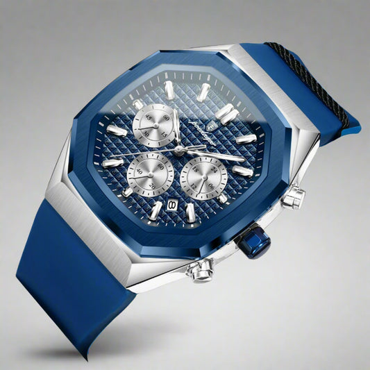 POEDAGAR Business Quartz Men's Wristwatch Chronograph Date Silicone Strap Man Watch Waterproof Military Luminous Watches For Men