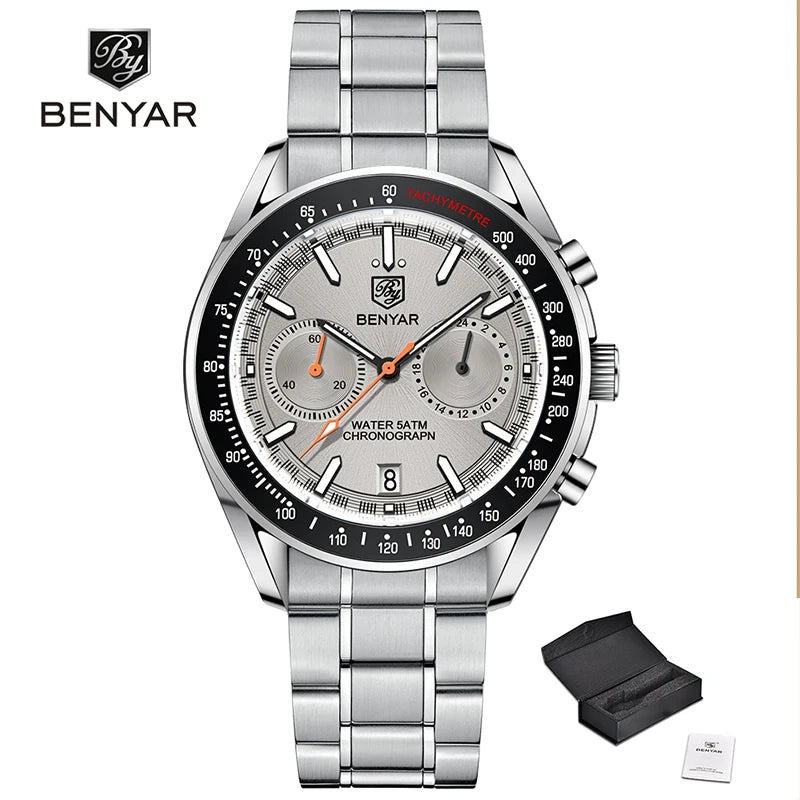 BENYAR Mens Watches Top Brand Luxury Quartz Watch For Men Chronograph Automatic Sports Waterproof Military Luminous Clock 2023