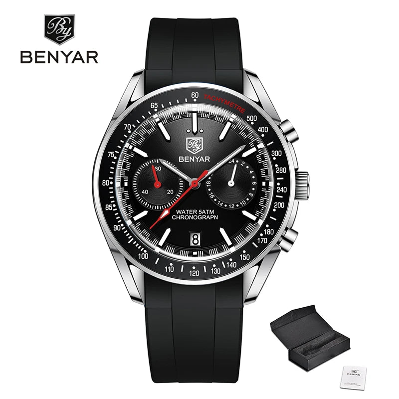 BENYAR Mens Watches Top Brand Luxury Quartz Watch For Men Chronograph Automatic Sports Waterproof Military Luminous Clock 2023