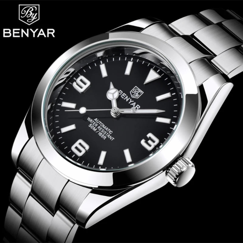 BENYAR Mens Watches Automatic Mechanical Watch For Men Calendar Waterproof Watch Fashion Design Luxury Brand Sports Accessories