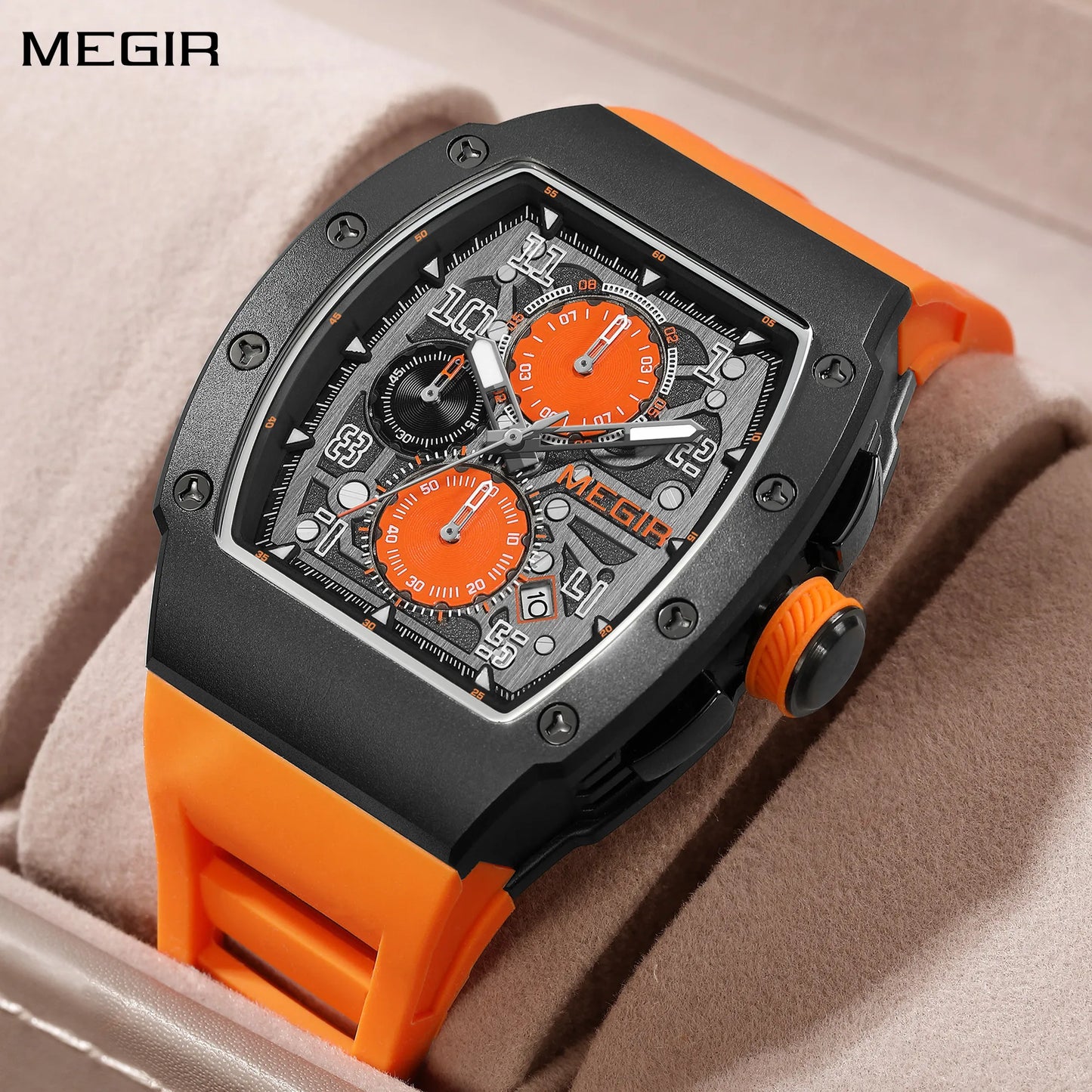 MEGIR New Fashion Quartz Watch Men Luxury Silicone Sport Military Wristwatch Chronograph Waterproof Clock Relogio Masculino 8411