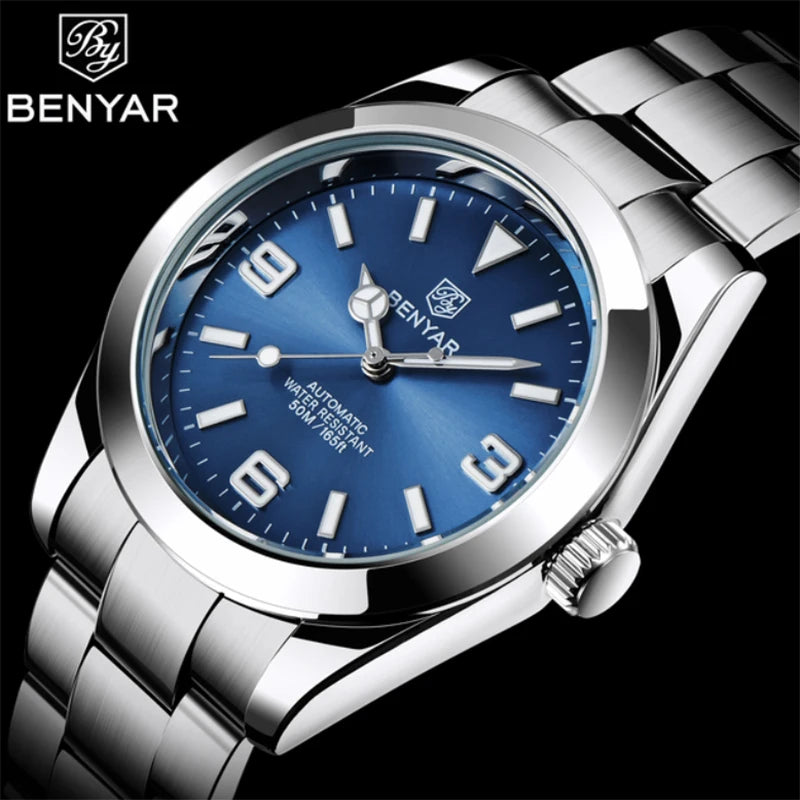 BENYAR Mens Watches Automatic Mechanical Watch For Men Calendar Waterproof Watch Fashion Design Luxury Brand Sports Accessories