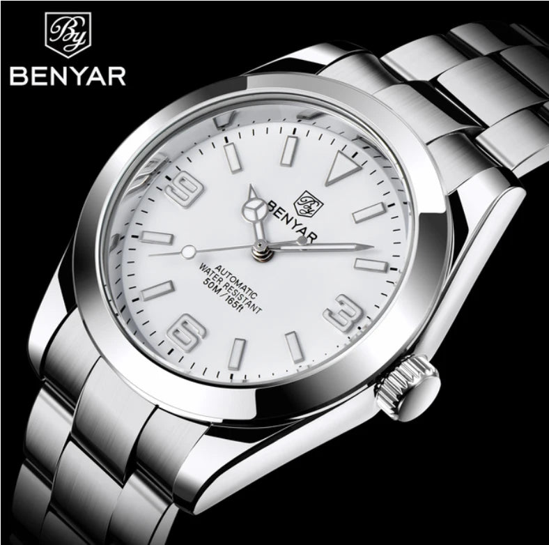 BENYAR Mens Watches Automatic Mechanical Watch For Men Calendar Waterproof Watch Fashion Design Luxury Brand Sports Accessories