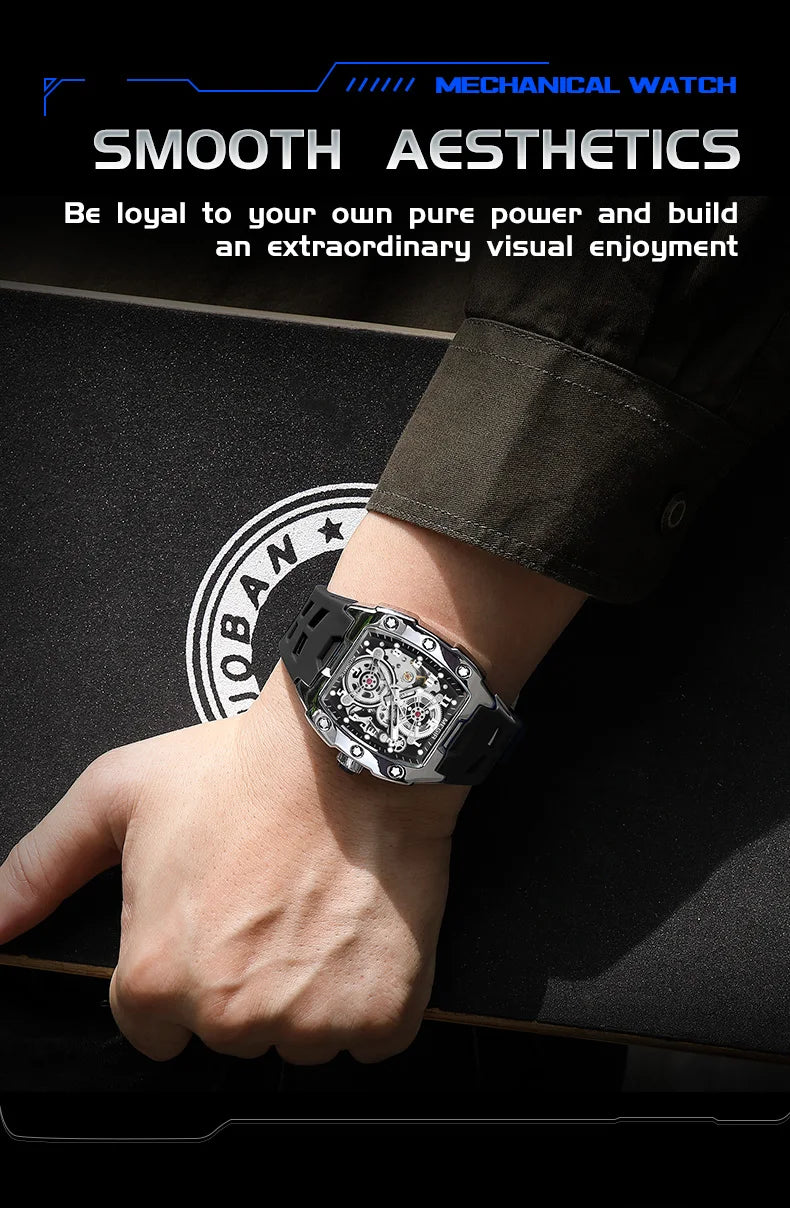 MEGIR New Men Watches Luxury Brand Automatic Mechanical Watch Silicone Sports Casual Wristwatch Waterproof Clock Male Gift 8602